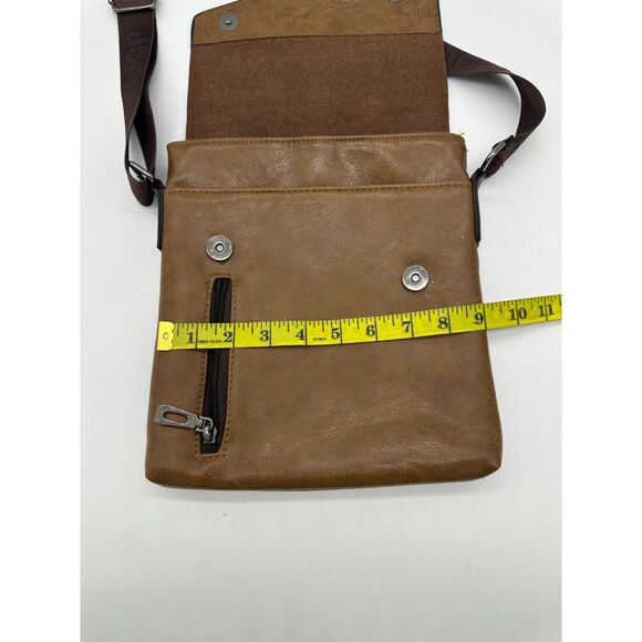 Jeep Cross Body Messenger Bag Wide Adjustable Strap 9X10” Brown - Picture 5 of 7